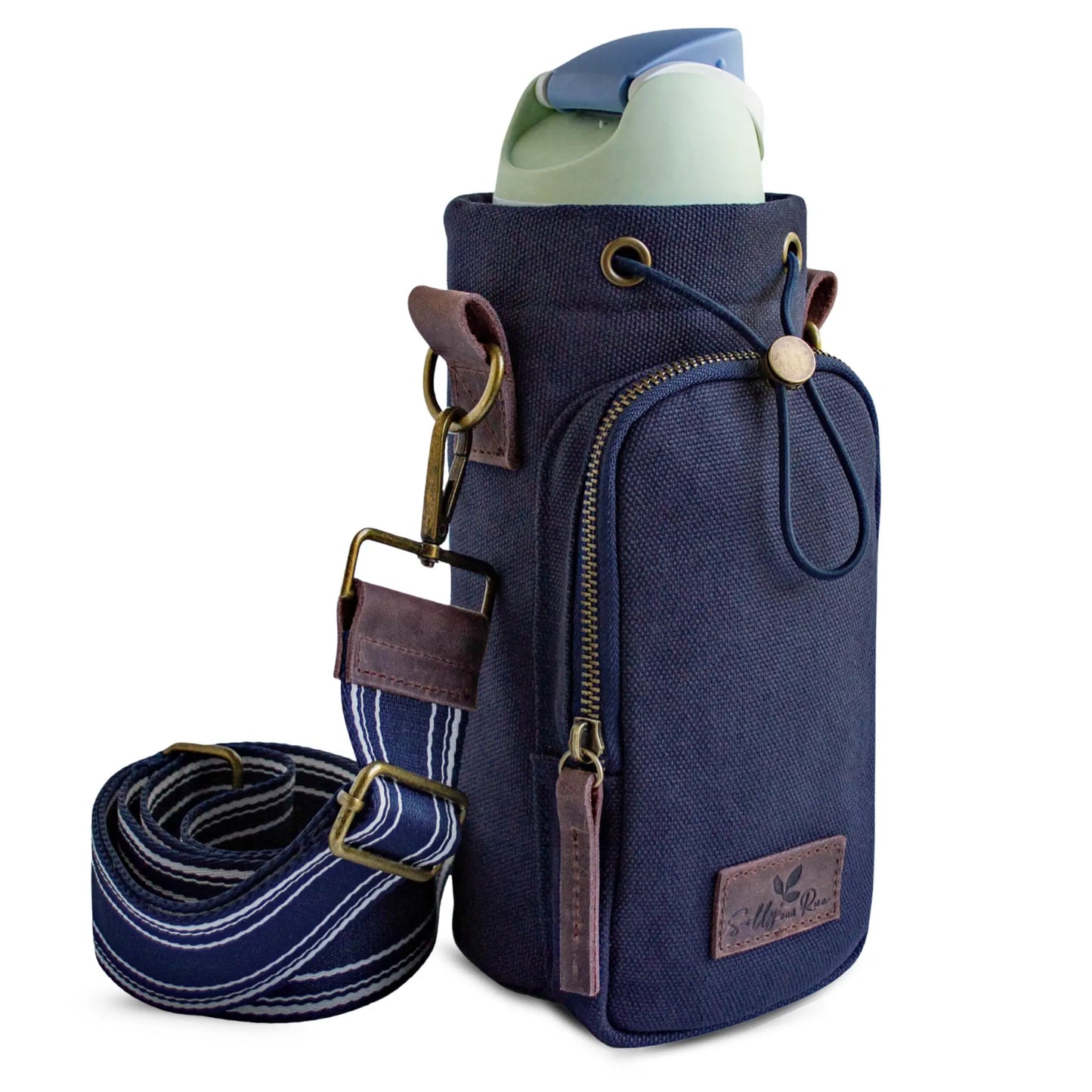 Cotton Canvas Water Bottle Bag - Midnight Blue Solly and Rue