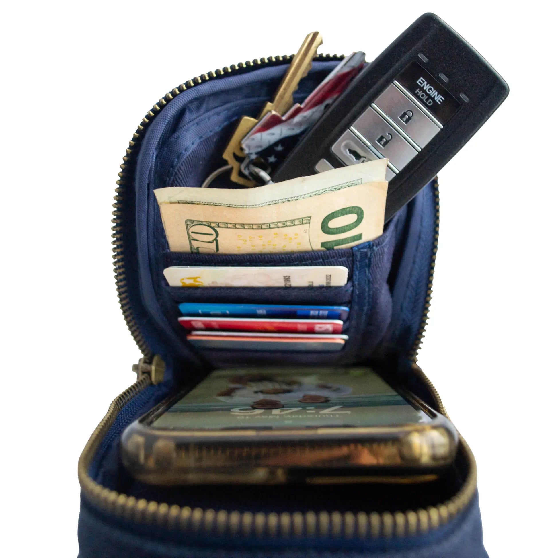 Cotton Canvas Water Bottle Bag - Midnight Blue Solly and Rue