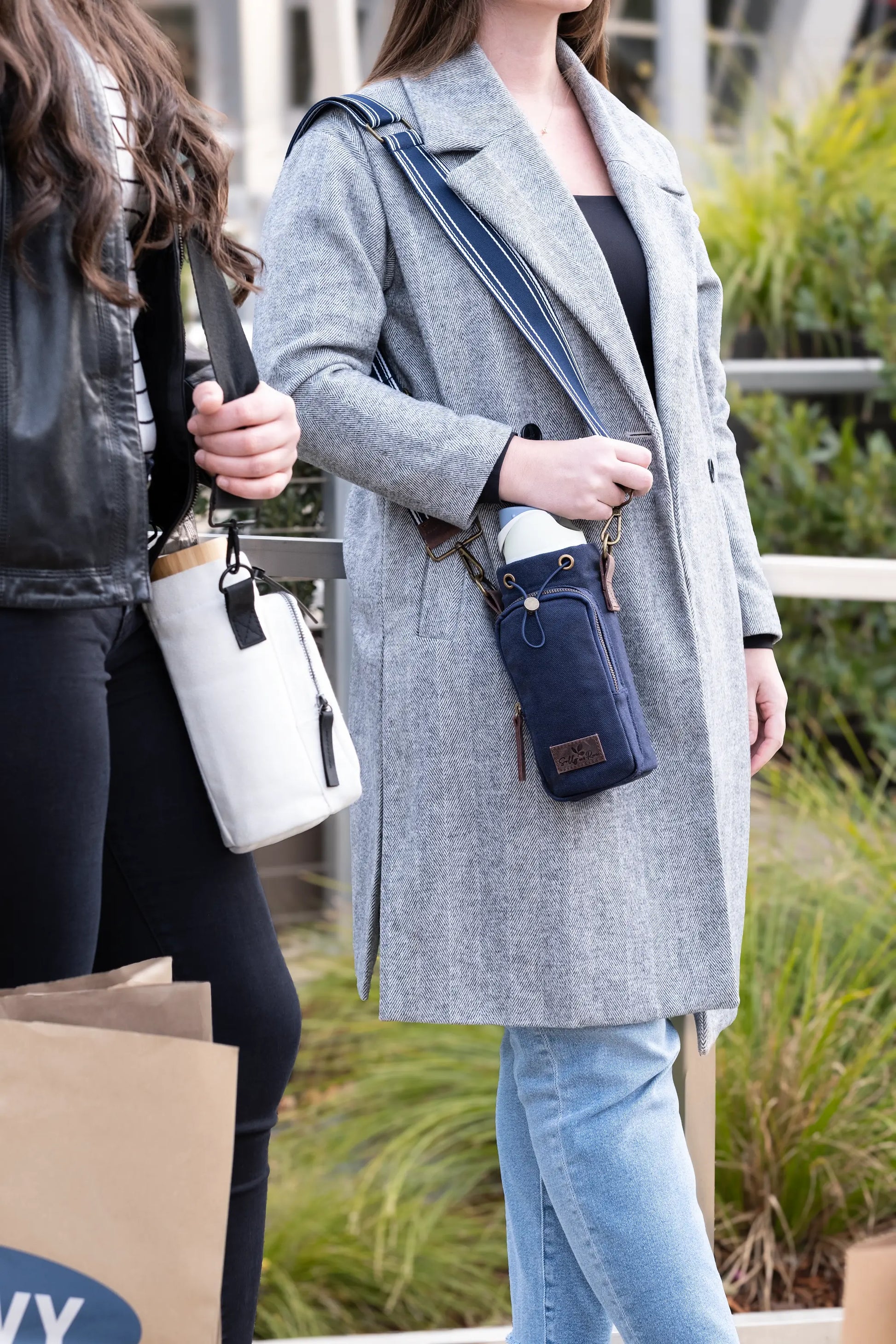 Cotton Canvas Water Bottle Bag - Midnight Blue Solly and Rue